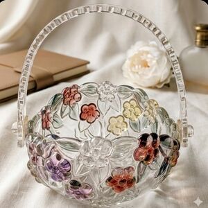 Walther Glass "Carmen Rose" Handled Candy Basket